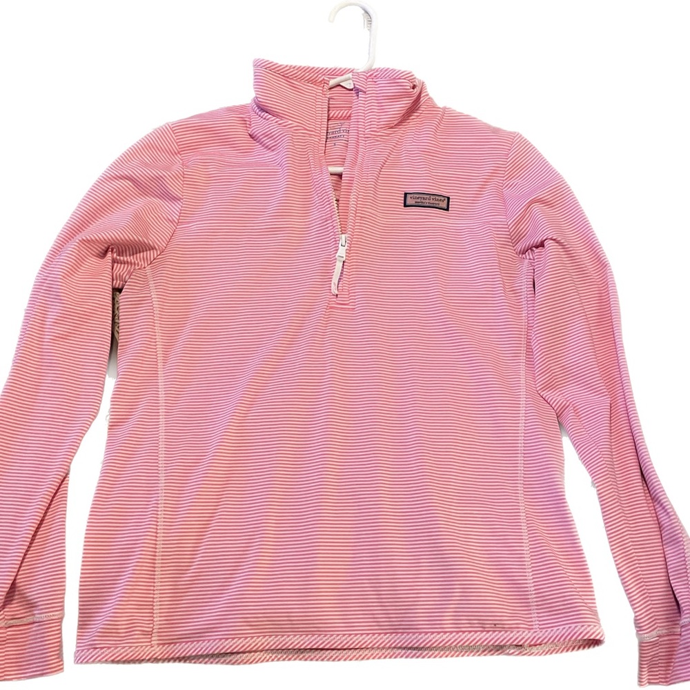 Pink striped Vineyard Vines, 1/4 zip